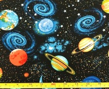 Tina Scrap 9"x21" Solar System Planets Outer Space NASA Cotton Fabric