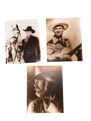 Vintage 11x14 Lot of 3 Posters Kenny Rogers, Gene Autry & Hopalong Cassidy B/W