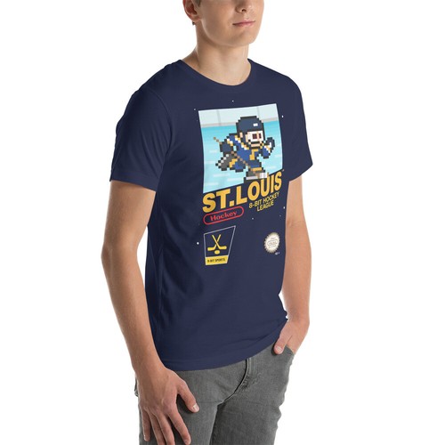 Saint Louis Blues Hockey Team Jersey 8-bit Retro NES Nintendo Tee T-Shirt - Picture 11 of 13