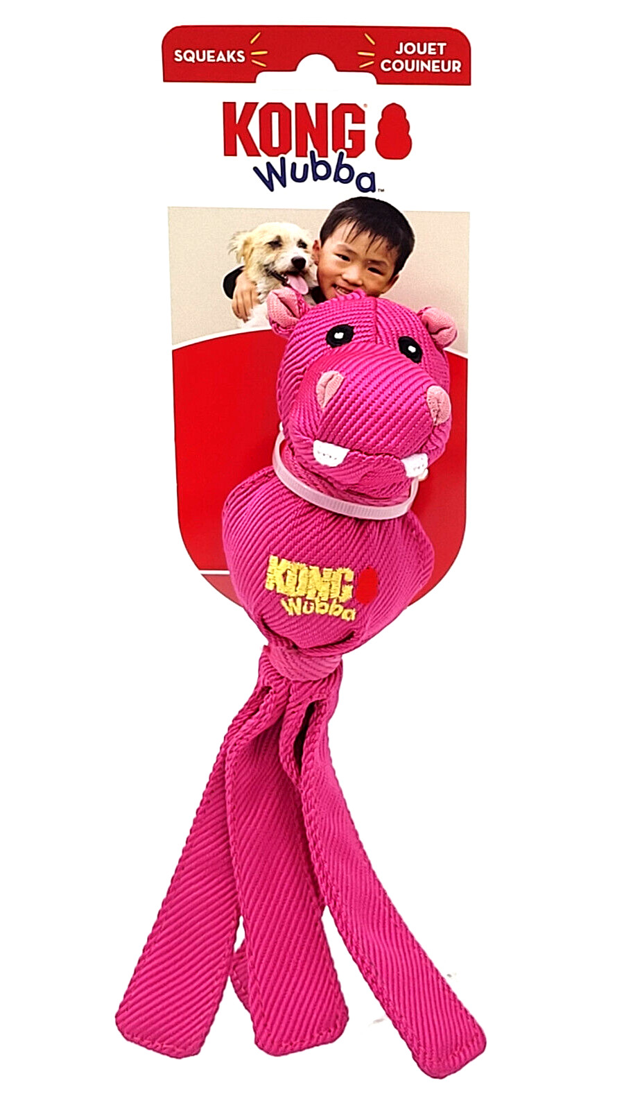 Kong Wubba Friends Ballistic Small Hippo Squeaky Dog Fetch T