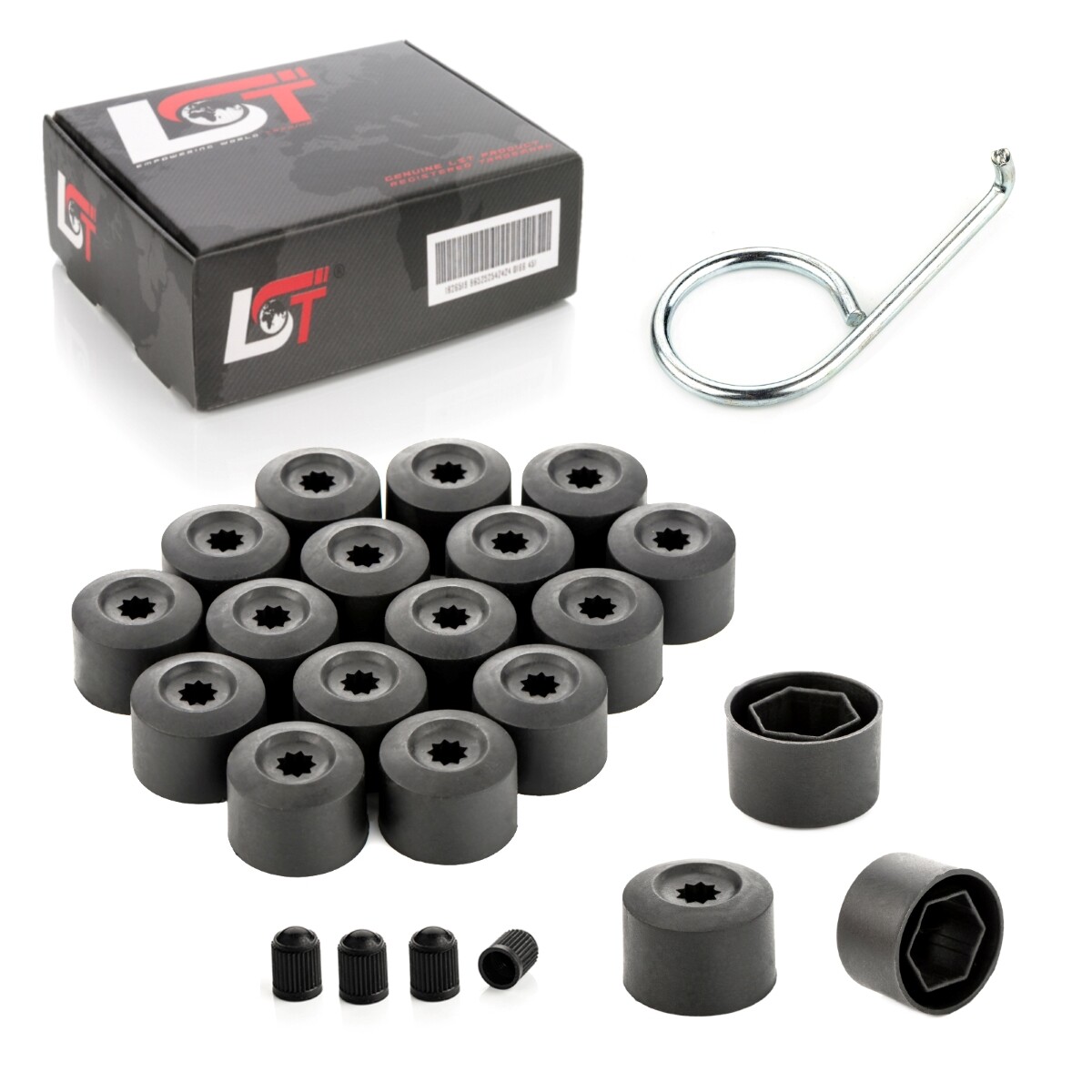 20X Wheel Nut Caps Set Black 17 Mm For LANCIA