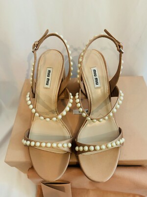 Miu Miu Faux Pearl Slingback Sandals Heels NEW Size 38.5 Miu Miu Faux Pearl Slingback Sandals Heels NEW Size 38.5
