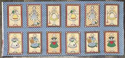 Vintage Debbie Mumm for SSI Housewife Chores Cotton Fabric Panel 19'' x 44''