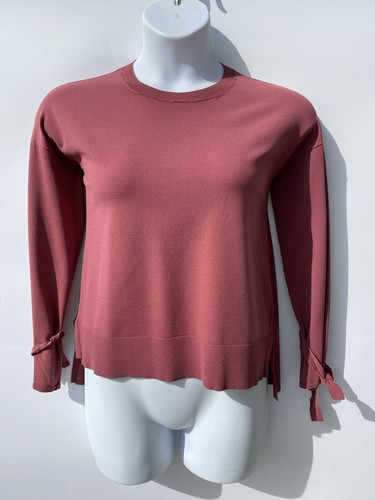 Theory Karenia Deep Rose Poet Sleeve Knit Super Stretch Pullover Sweater M - Picture 15 of 19