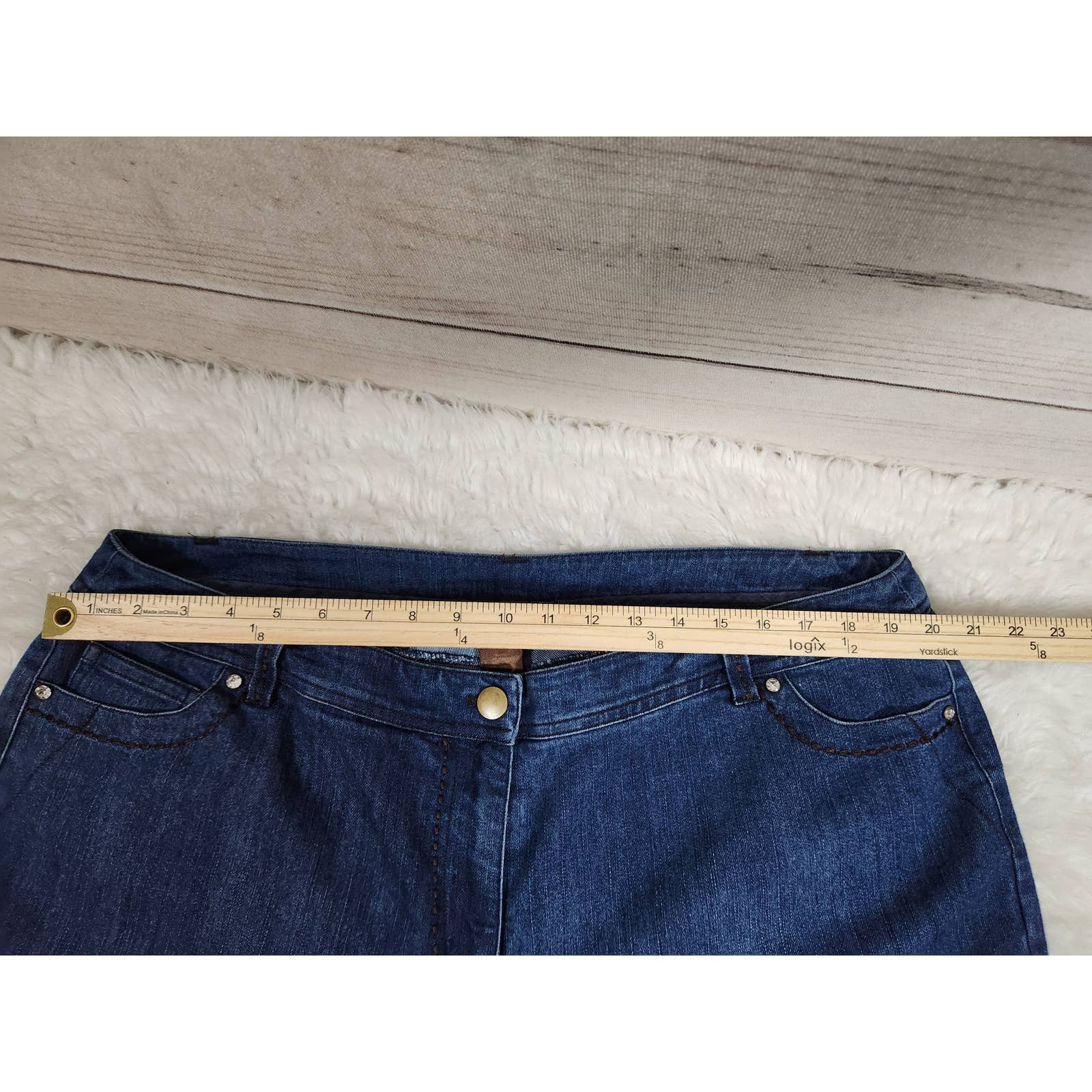 Multiples Womens Blue Solid Five Pocket Stretch H… - image 4