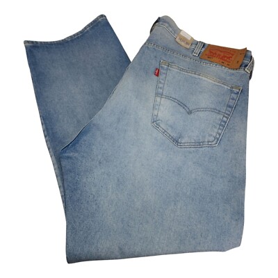 Levis 501 Original Mens Stretch Jeans Size 44x30 Light Blue Denim Straight Leg