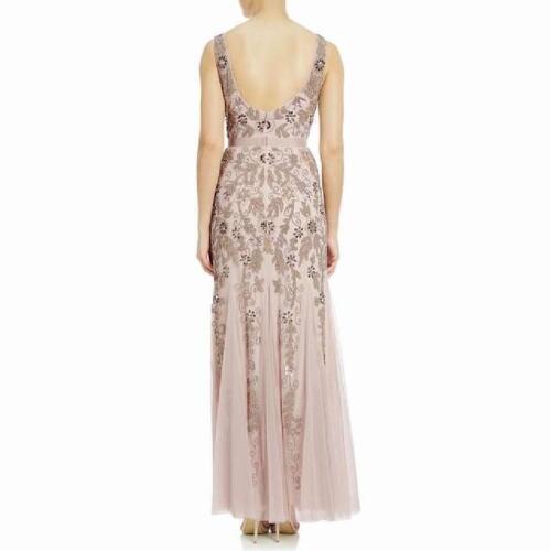 Adrianna Papell Icy Lilac Beaded Illusion Yoke Gown Formal Dress 10 $369 - Picture 7 of 8