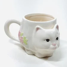 Vintage Japan Cat Mug Flowers planter
