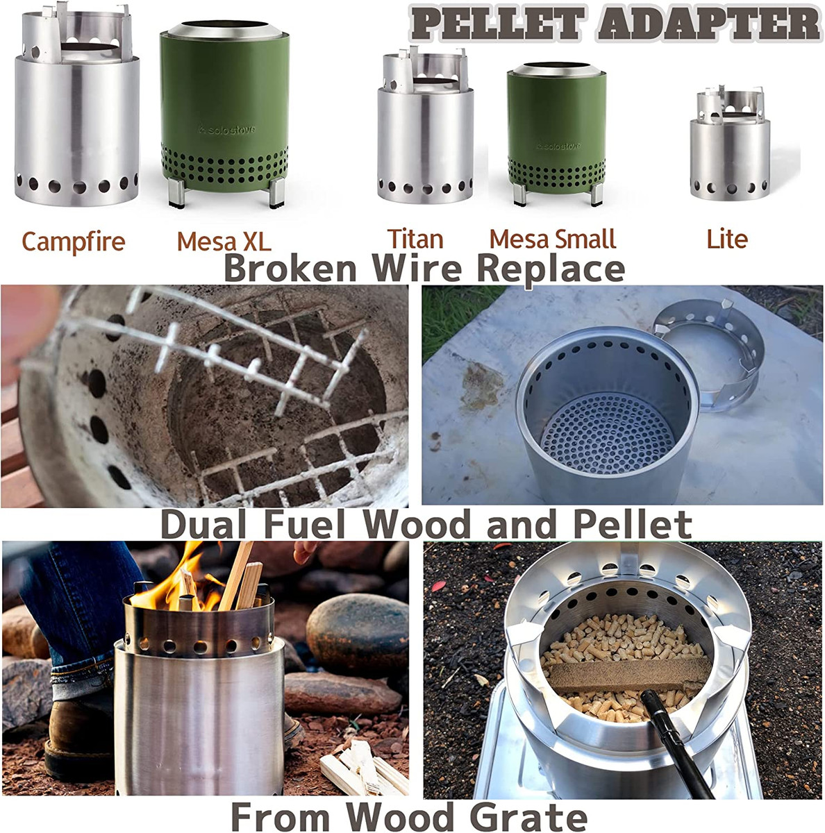 Solo Stove Pellet Adapter for Mesa Small, Mesa XL, Campfire, Titan, Lite  Fire Pi | eBay