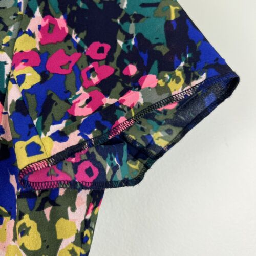 J Crew Sz 0 Navy Blue Floral Lined Crepe Fit Flare Printed Flutter Dress - Picture 5 of 7