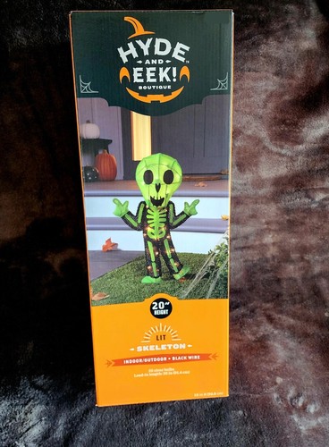 New 20" Incandescent Tinsel Skeleton Guy Halloween Light, indoor outdoor decor - Picture 2 of 6