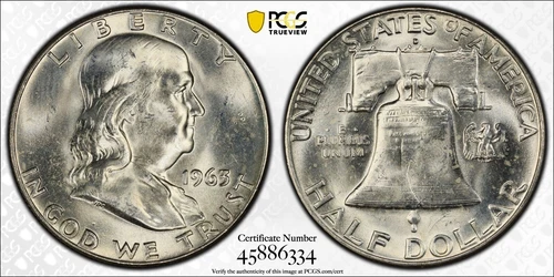 1963-D Franklin Half PCGS MS64 Gold Shield