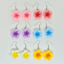 USA Seller 3D Flower Flowers Floral Hook Earrings Jewelry Colorful 1 Pair