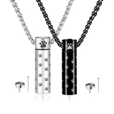 Dog Urn Necklaces For Ashes Paw Print Ashes Urn Pendant Necklace Cylinder Cre...