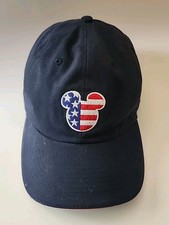 Walt Disney World Mickey Mouse USA Flag Hat Cap Strap Back Adult OS Blue Cotton
