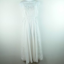 American Eagle White Lace Maxi Dress Medium Coastal Cottagecore Boho Smocked 