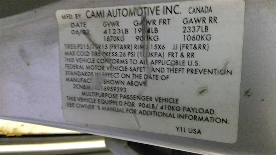 Chevrolet Tracker 2001 Right Fender Silver 91176543 Foto 4 de 4