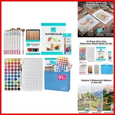 COLOUR BLOCK 91pc Watercolor Paint Set, Brushes, Watercolor Paper, Colored