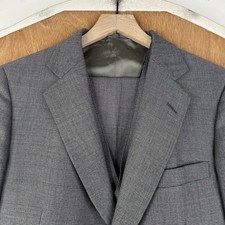VTG Richman Suit Mens 40L Gray Nailshead 3 Piece 2 Button Wool Pants 34x3