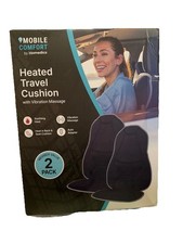 Homedics Heated Travel Cushion With Vibration Massage, Black, 2pk