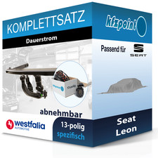 WESTFALIA Anhängekupplung abnehmbar und TOWTEC E-Satz 13polig für Seat Leon 09-