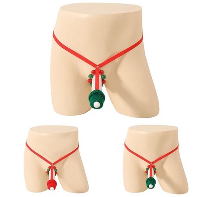 Herren Sexy Hohl vorne Penisring String Tanga Weihnachten Dessous Unterwäsche