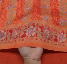 Sushila Vintage Peach Saree 100 Pure Silk Printed Floral Soft Sari Craft Fabric