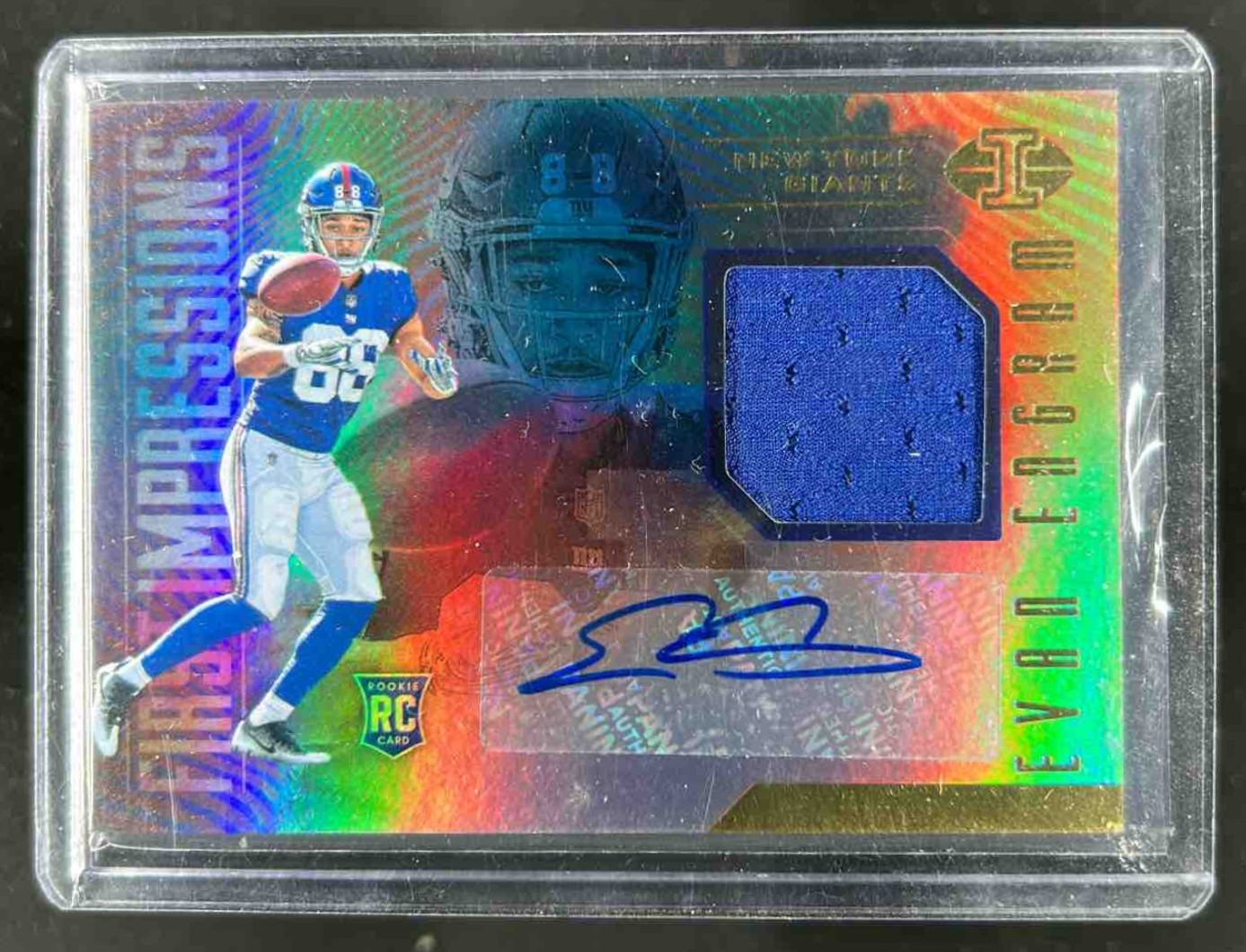 Evan Engram Panini Impeccable #110 Helmet/Glove Autograph