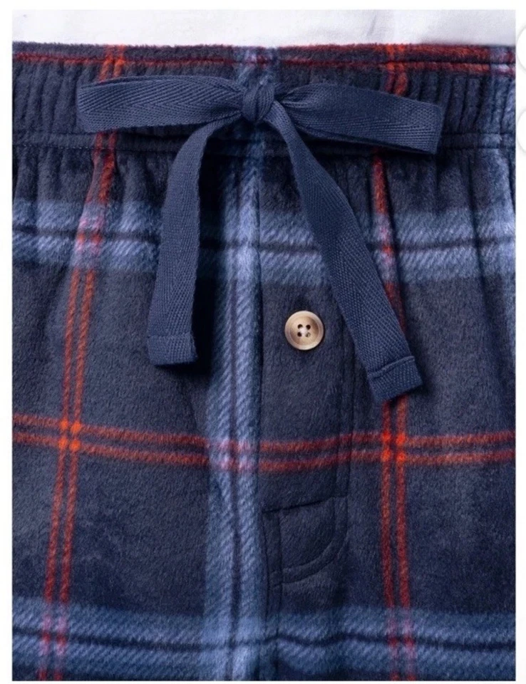 Pantalones de salón pijama polar Fruit of the Loom para hombre talla M azul y rojo a cuadros Foto 2 de 4