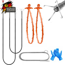 Rohrreiniger Set, 2 Greifer Flexibel Krallengreifer, 2 Abflussreiniger Spirale,