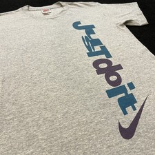 VINTAGE NIKE T Shirt Gray “Just Do It” Made in USA 90s Teal Purple Retro Size M