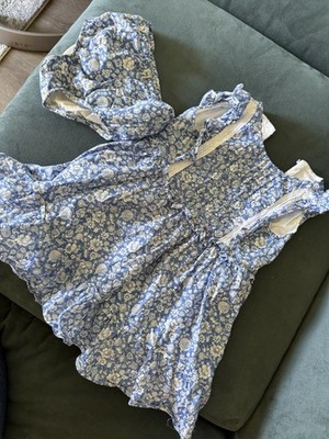 Ralph Lauren Girls 18M Blue/White Floral Sleeveless Cotton Fit & Flare Dress