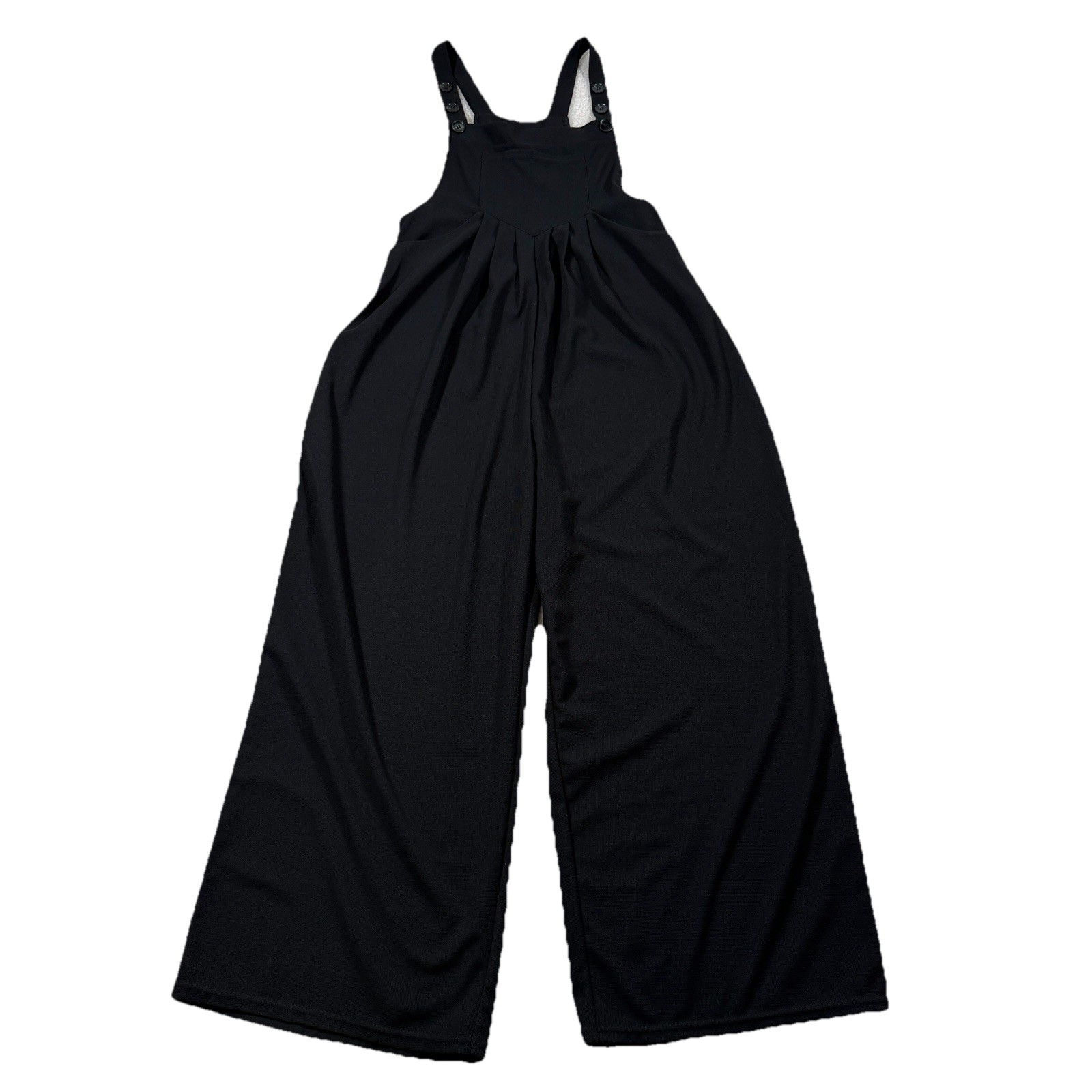 NWT Halara Button Waffle Casual Overalls Women's Small Black Wide Leg Adjustable