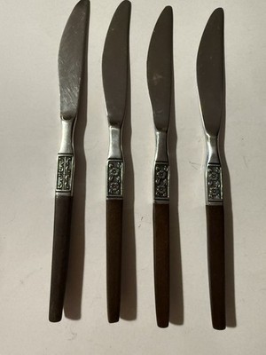 Ekco Eterna LA JOYA 9  Knives Stainless Wood Handle Silverware Lot Of 4
