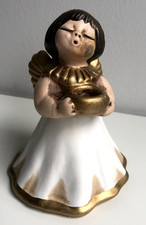 Thun Bozener Engel weiss mit  gold Kerzenhalter mit Kugelkerzen gold - vintage