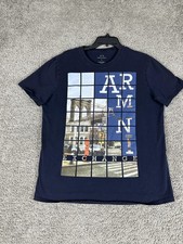 Armani Exchange Shirt Mens Large Navy Blue Br...