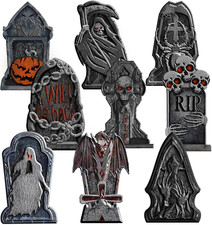Halloween Decorations Outdoor Yard Sign with Stakes - 9PCS RIP Graveyard Tombsto