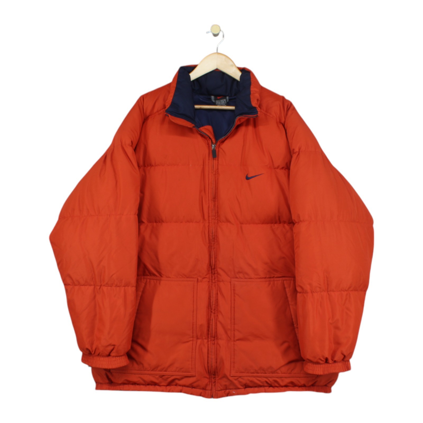 Chaqueta acolchada vintage Nike para hombre talla XL naranja relleno años 90 de gran tamaño