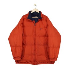 Vintage Nike Puffer Jacket Mens Size XL Orange Down Filled 90s Oversized