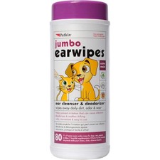 Petkin Jumbo Pet Ear Wipes for Dogs Cats 80 Count