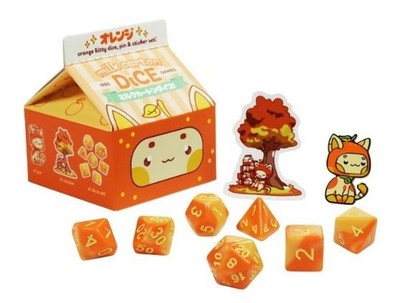 Fruit Meadows Milk Cartons: Kawaii Cat Dice Set - 1985 Games - Olly Orange