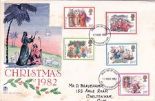 GB 1982 Christmas Stuart FDC Gloucestershire cancel written VGC