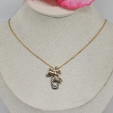 FAS 925 Sterling Silver & Vermeil Palm Tree Pendant Chain Necklace