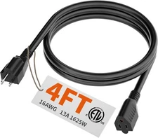 HUANCHAIN 4 FT 16 Gauge Black Indoor Outdoor Extension Cord 4FT, 