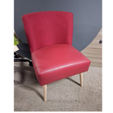Red Modern Accent Chair, Solid, Fully Assembled, 45x35x45cm, Light Wood Frame