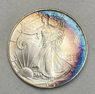 1993 American Silver Eagle Rainbow Toning Tone 1 oz ASE Raw Troy Ounce C