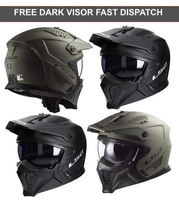LS2 OF606 DRIFTER DEVOR MODULAR OPEN FACE MOTORCYCLE HELMET + FREE DARK VISOR