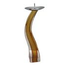 Murano Glass Vintage Amber Clear Candle Holder Signed Giuliano Tosi