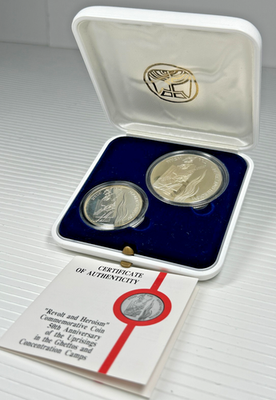 #ad 1.284 ASW SILVER 1 AND 2 New Sheqel 1993 Israel Revolt Heroism Set Original Box $174.00