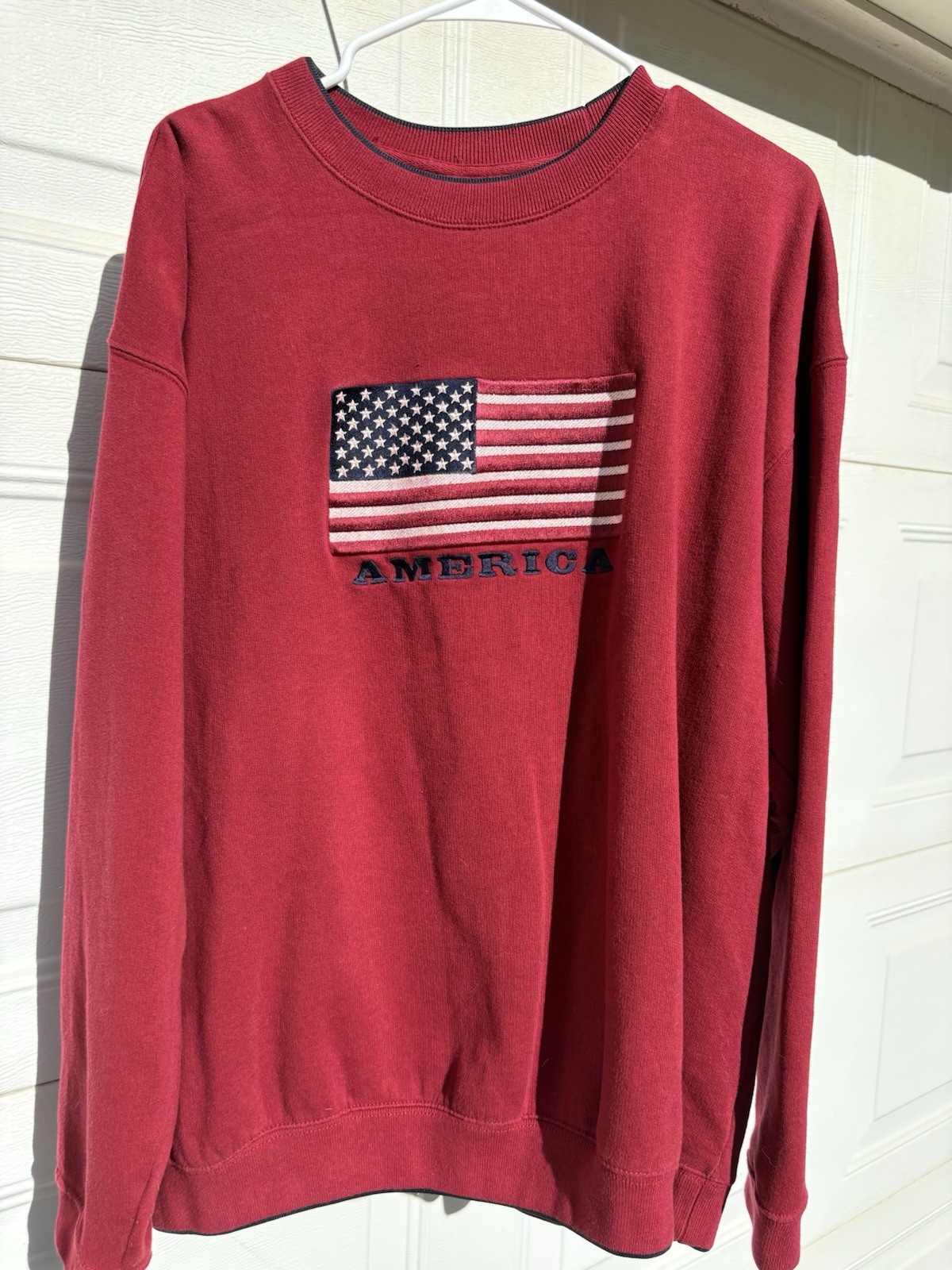 Embroidered American Flag Pullover Sweatshirt for Men & Women